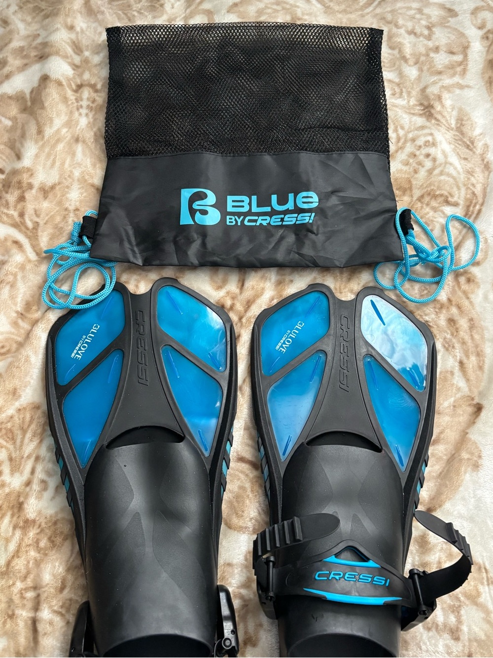 Blue Short-Blade Swim Fins for Men - Black/Blue